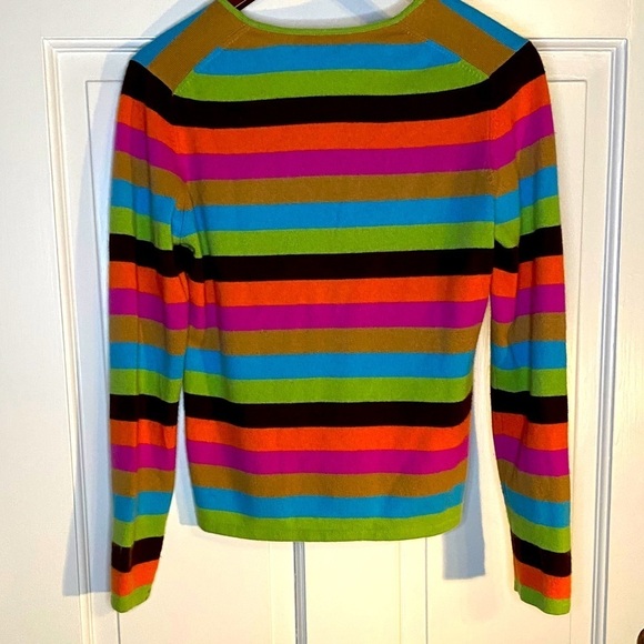 Vintage Mainbocher Cashmere Striped V Neck Sweater Size Medium - Picture 4 of 12